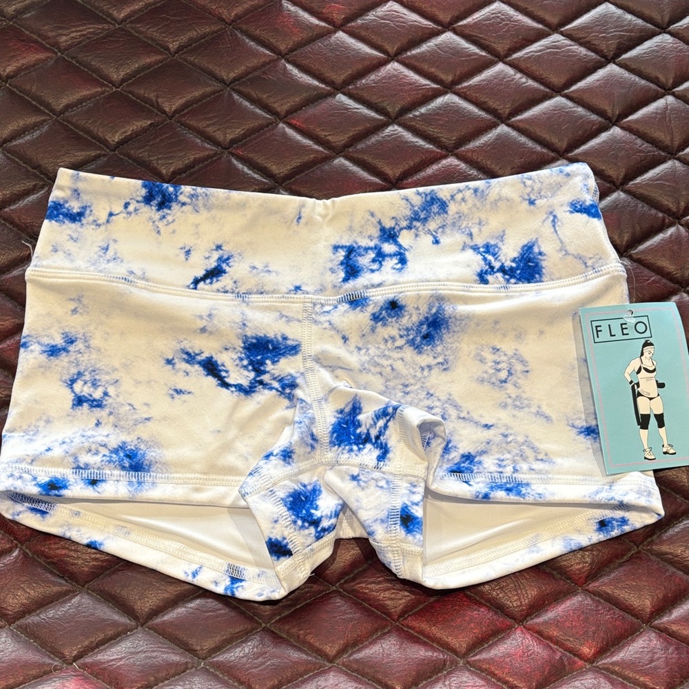 Fleo Women's White and Blue Athletic Shorts